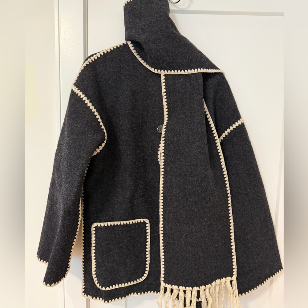 TOTEME Embroidered scarf jacket dark grey mélange